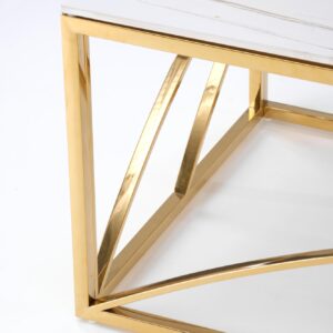 Kohvilaud UNIVERON 2, valge marmor / kuld