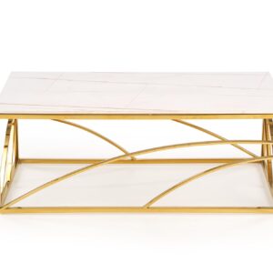 Kohvilaud UNIVERON 2, valge marmor / kuld