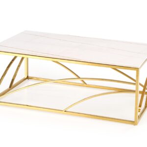 Kohvilaud UNIVERON 2, valge marmor / kuld
