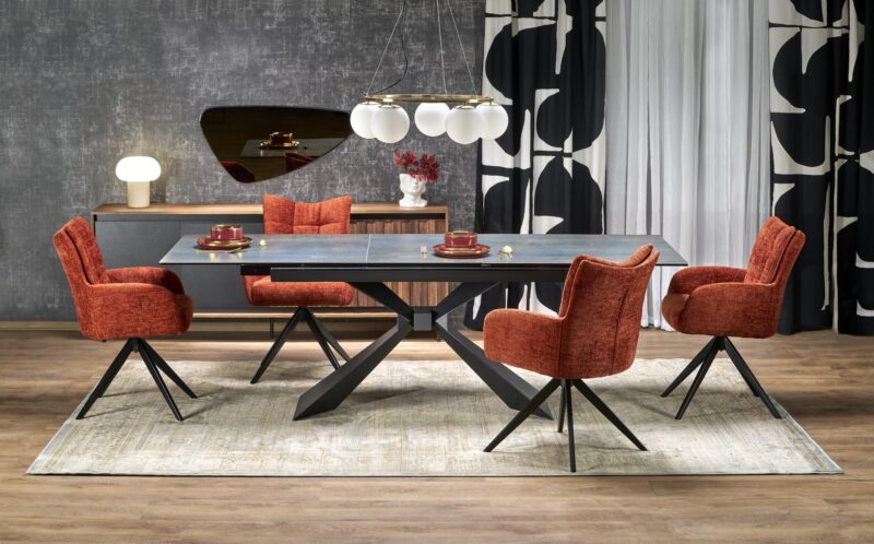 2010001199977_1 Söögilaud NORVIN, sinine marmor / must