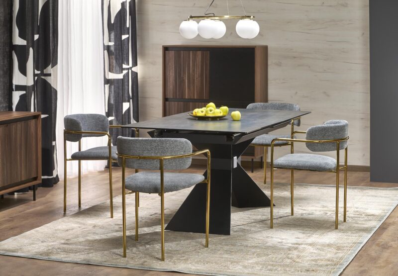 2010001199977_8 Söögilaud NORVIN, sinine marmor / must