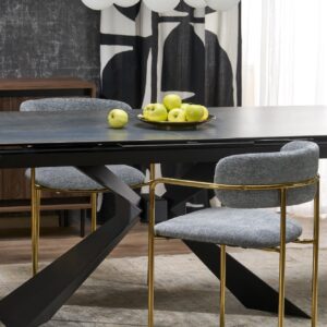 2010001199977_9 Söögilaud NORVIN, sinine marmor / must