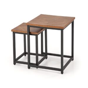 Kohvilaudade komplekt ELERNA (2 tk), pähkel / must