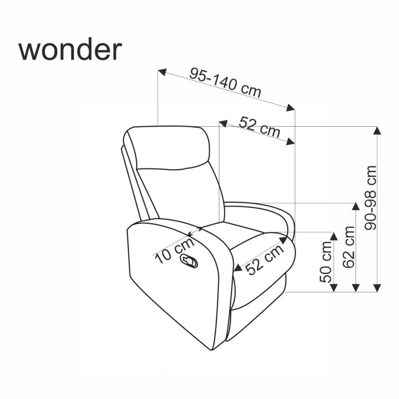 Tugitool WONDER manuaalne recliner, sinepikollane