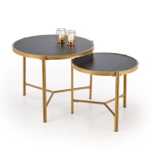 Kohvilaua komplekt FATIMA, must marmor / kuld