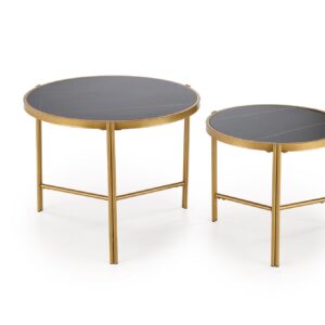 Kohvilaua komplekt FATIMA, must marmor / kuld