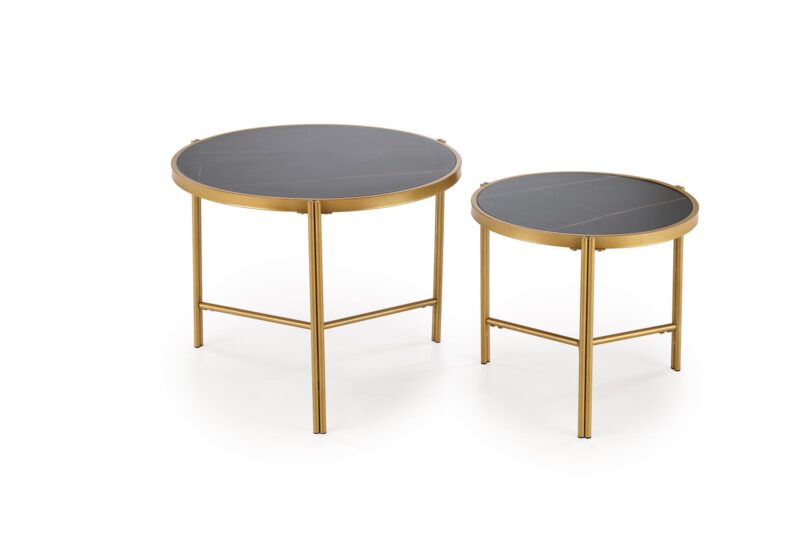 Kohvilaua komplekt FATIMA, must marmor / kuld