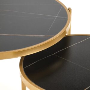 Kohvilaua komplekt FATIMA, must marmor / kuld