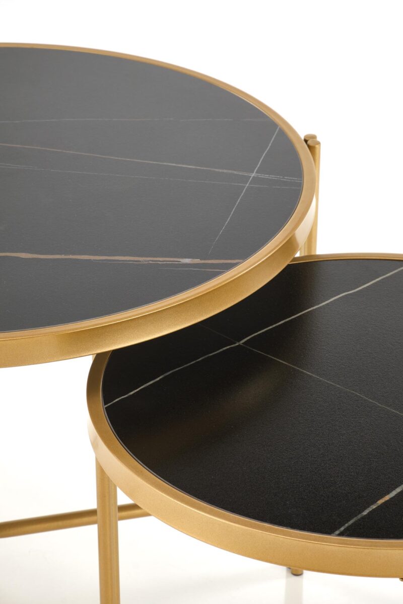 Kohvilaua komplekt FATIMA, must marmor / kuld