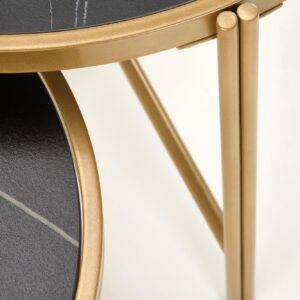 Kohvilaua komplekt FATIMA, must marmor / kuld