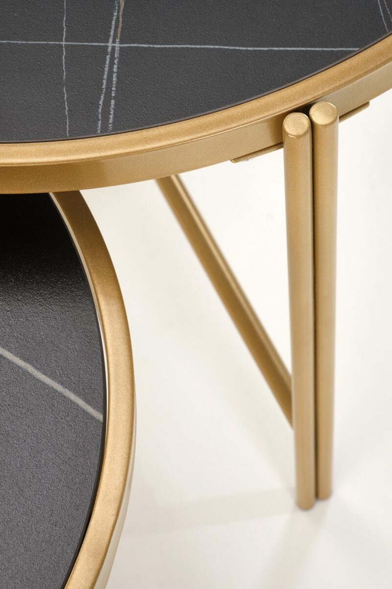 Kohvilaua komplekt FATIMA, must marmor / kuld