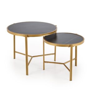 Kohvilaua komplekt FATIMA, must marmor / kuld