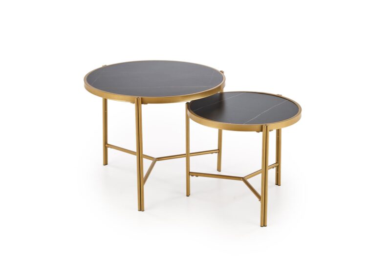 Kohvilaua komplekt FATIMA, must marmor / kuld