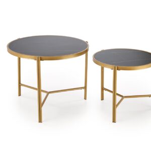 Kohvilaua komplekt FATIMA, must marmor / kuld