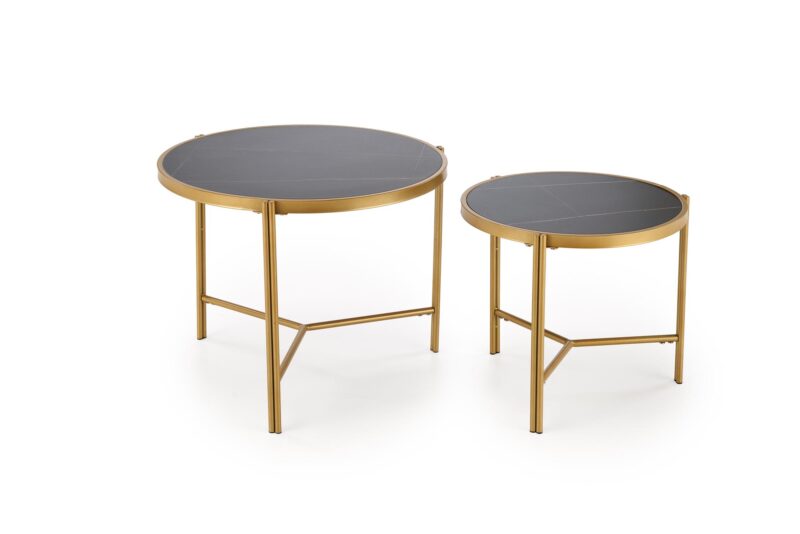 Kohvilaua komplekt FATIMA, must marmor / kuld