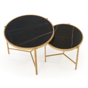 Kohvilaua komplekt FATIMA, must marmor / kuld