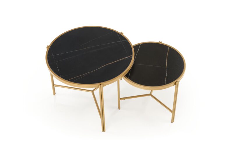 Kohvilaua komplekt FATIMA, must marmor / kuld