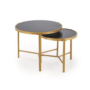 Kohvilaua komplekt FATIMA, must marmor / kuld