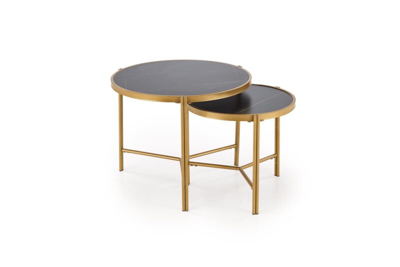 Kohvilaua komplekt FATIMA, must marmor / kuld