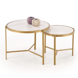 Kohvilaua komplekt FATIMA, valge marmor / kuld