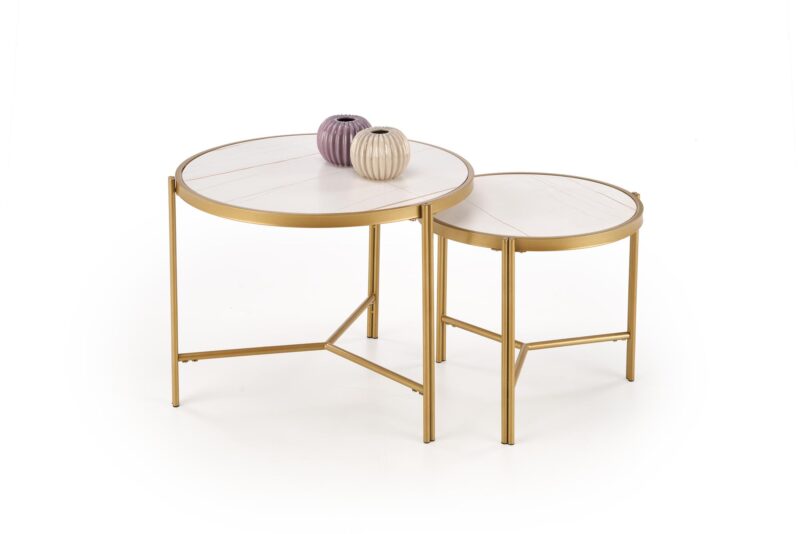 Kohvilaua komplekt FATIMA, valge marmor / kuld