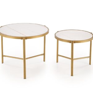 Kohvilaua komplekt FATIMA, valge marmor / kuld
