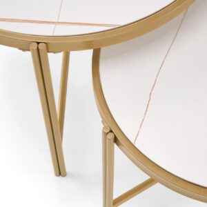 Kohvilaua komplekt FATIMA, valge marmor / kuld