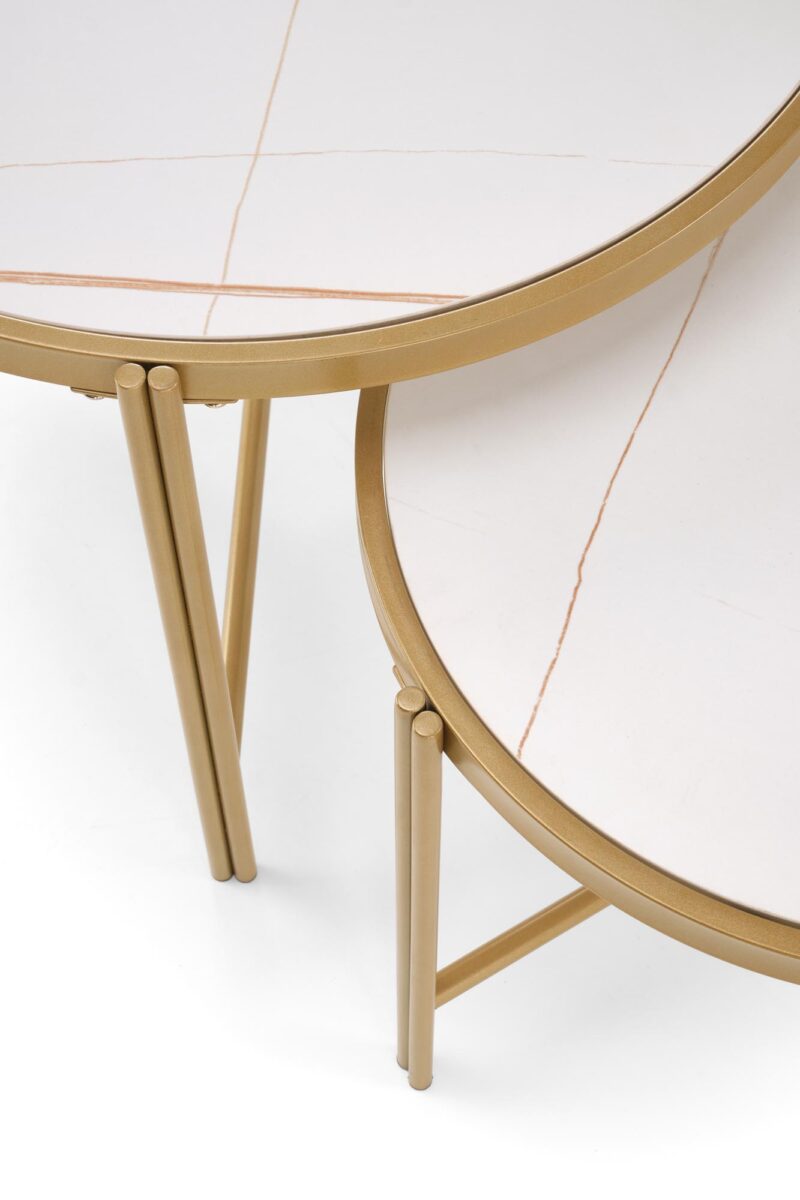 Kohvilaua komplekt FATIMA, valge marmor / kuld