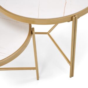 Kohvilaua komplekt FATIMA, valge marmor / kuld