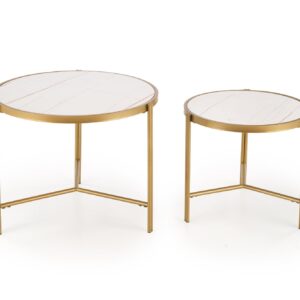 Kohvilaua komplekt FATIMA, valge marmor / kuld