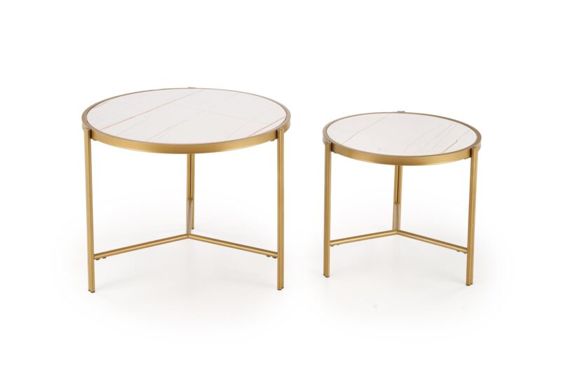 Kohvilaua komplekt FATIMA, valge marmor / kuld