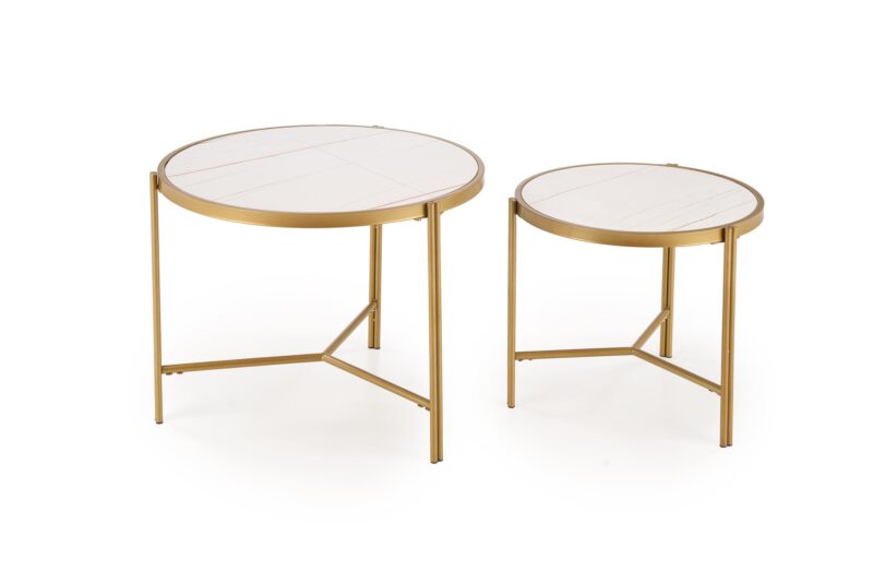 Kohvilaua komplekt FATIMA, valge marmor / kuld