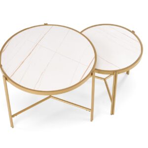 Kohvilaua komplekt FATIMA, valge marmor / kuld