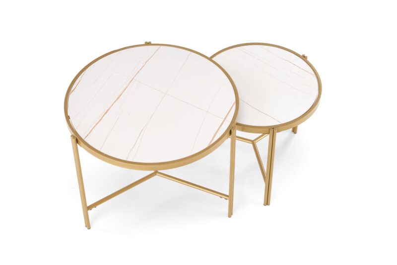 Kohvilaua komplekt FATIMA, valge marmor / kuld