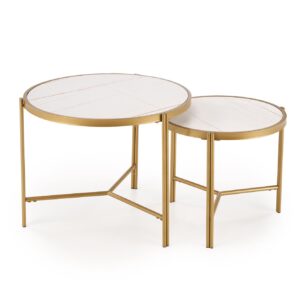 Kohvilaua komplekt FATIMA, valge marmor / kuld