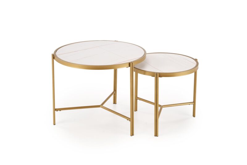 Kohvilaua komplekt FATIMA, valge marmor / kuld