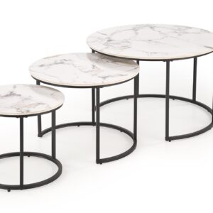 Kohvilaua komplekt GILDA, valge marmor / must