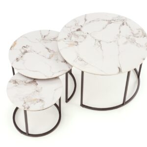 Kohvilaua komplekt GILDA, valge marmor / must