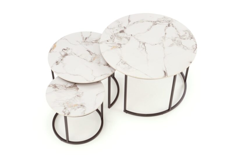 Kohvilaua komplekt GILDA, valge marmor / must