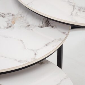 Kohvilaua komplekt GILDA, valge marmor / must