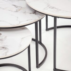 Kohvilaua komplekt GILDA, valge marmor / must