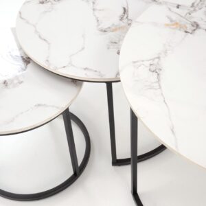 Kohvilaua komplekt GILDA, valge marmor / must
