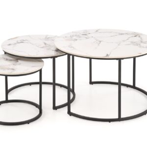 Kohvilaua komplekt GILDA, valge marmor / must