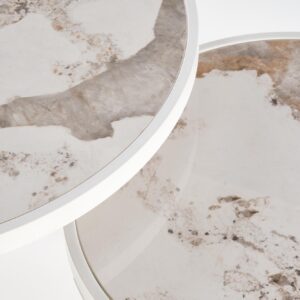 Kohvilaua komplekt INES, beež marmor / valge