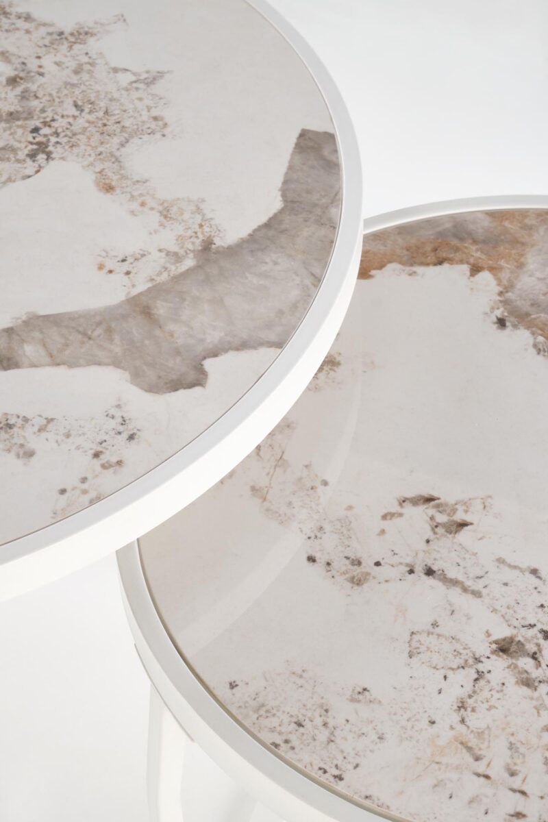 Kohvilaua komplekt INES, beež marmor / valge