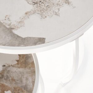 Kohvilaua komplekt INES, beež marmor / valge