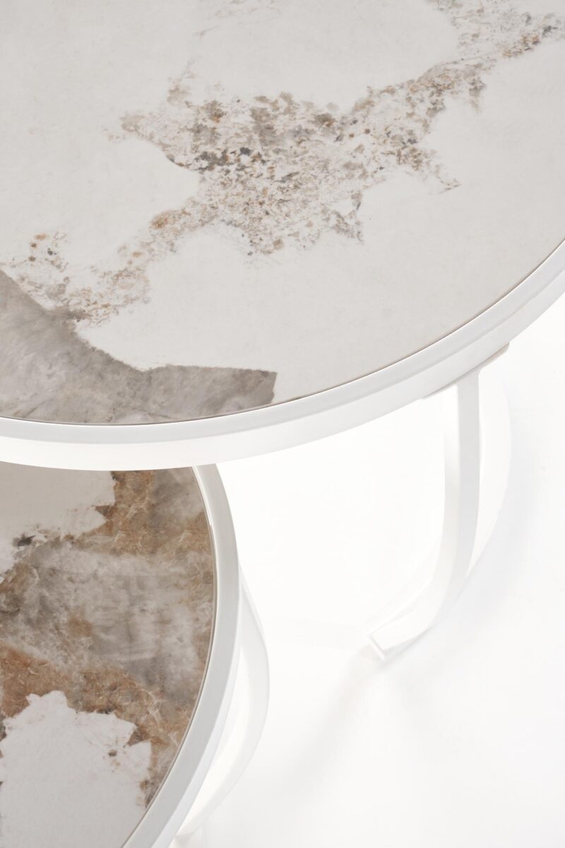 Kohvilaua komplekt INES, beež marmor / valge