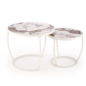Kohvilaua komplekt INES, beež marmor / valge