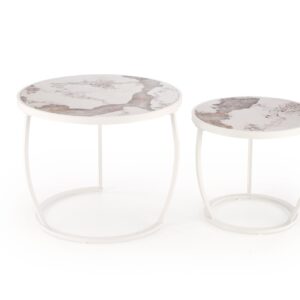 Kohvilaua komplekt INES, beež marmor / valge