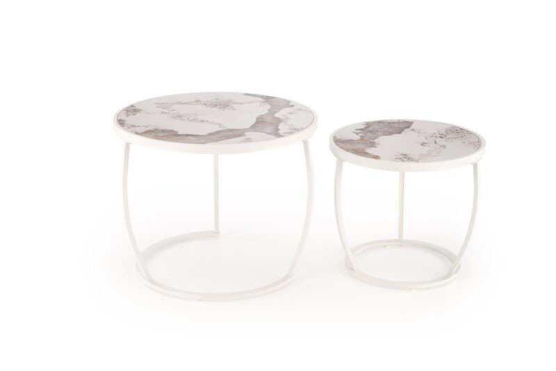 Kohvilaua komplekt INES, beež marmor / valge